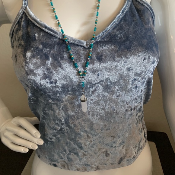 Full Tilt Velvet Blue Top - Picture 7 of 8